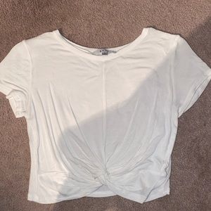 knotted white crop top